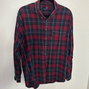 Flannel Red/Navy Stanley Blackner Button Up, Size XL